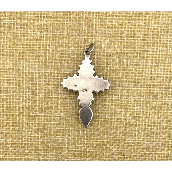 Vintage Sterling Silver Lapis Lazuli Ornate Cross - Picture 3 of 6